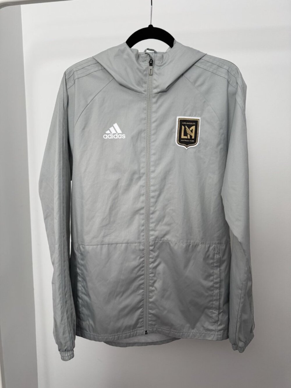 Adidas LAFC Windbreaker Jacket Men's Small Light Gray MLS Zip-Up
